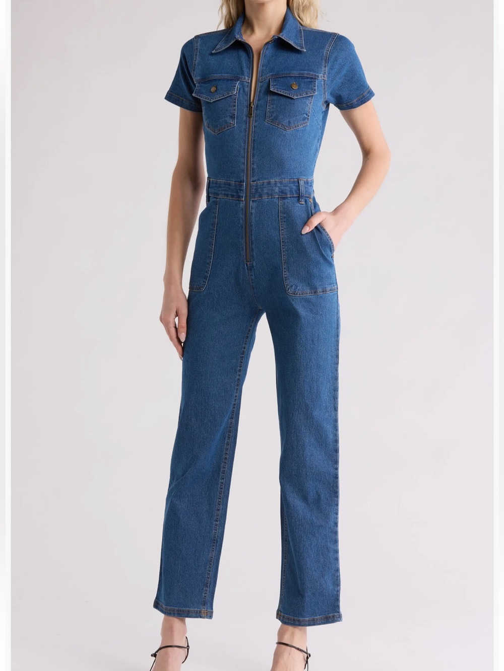 Bebe Denim Boiler Jumpsuit